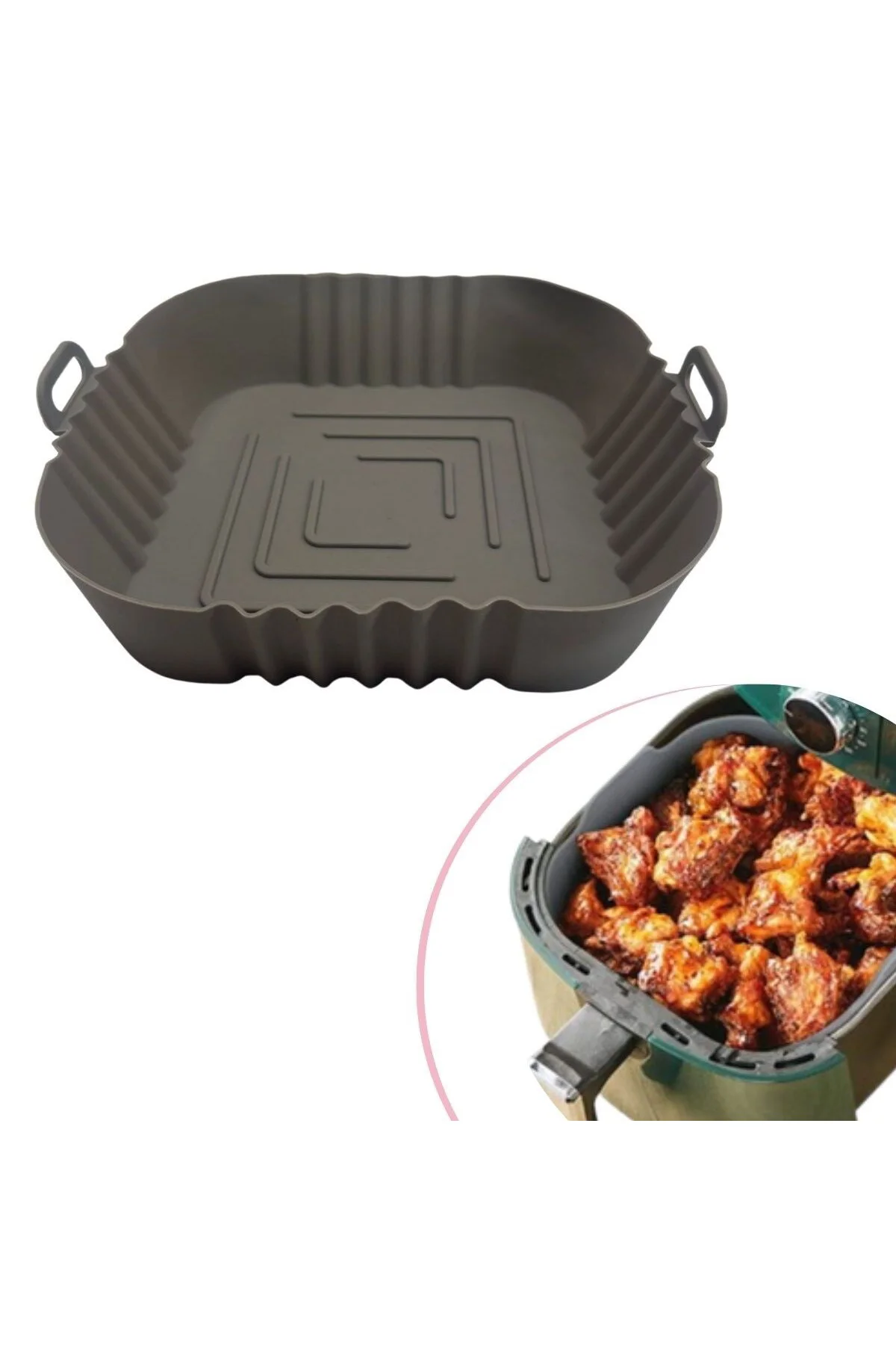 Renkli Isıya Dayanıklı Yıkanılabilir Silikon Fırın Ve Airfryer Kare Model Pişirme Matı 20 Cm (5067)