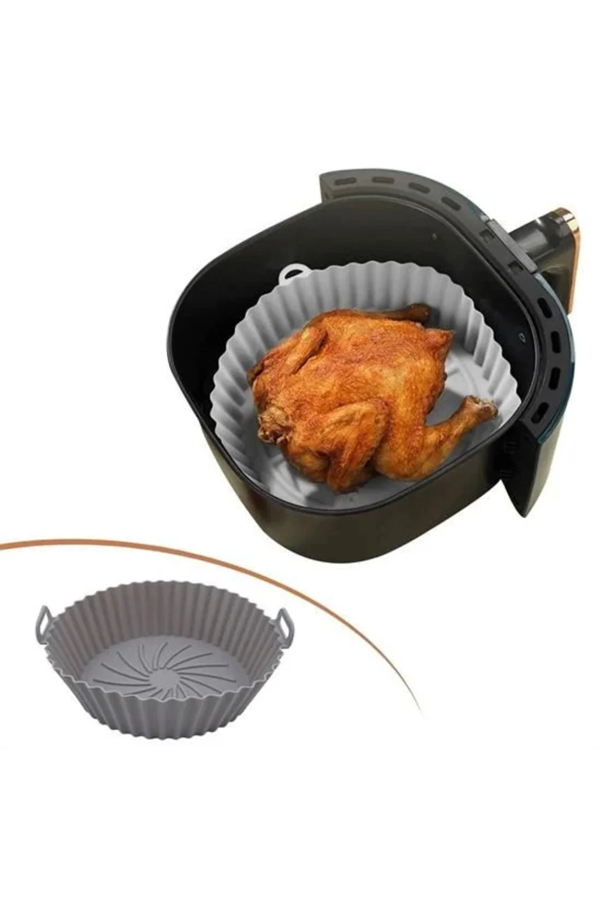 Renkli Isıya Dayanıklı Yıkanılabilir Silikon Fırın Ve Airfryer Yuvarlak Pişirme Matı 20 Cm