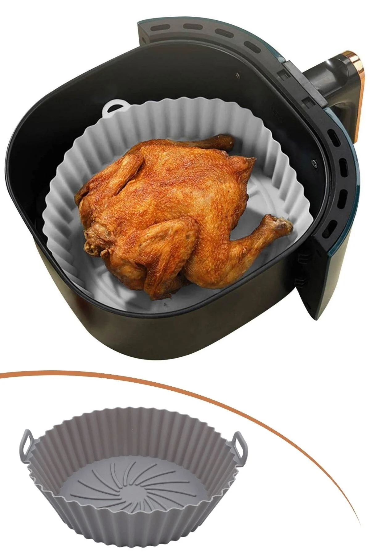 Renkli Isıya Dayanıklı Yıkanılabilir Silikon Fırın Ve Airfryer Yuvarlak Pişirme Matı 20 Cm - Görsel 4