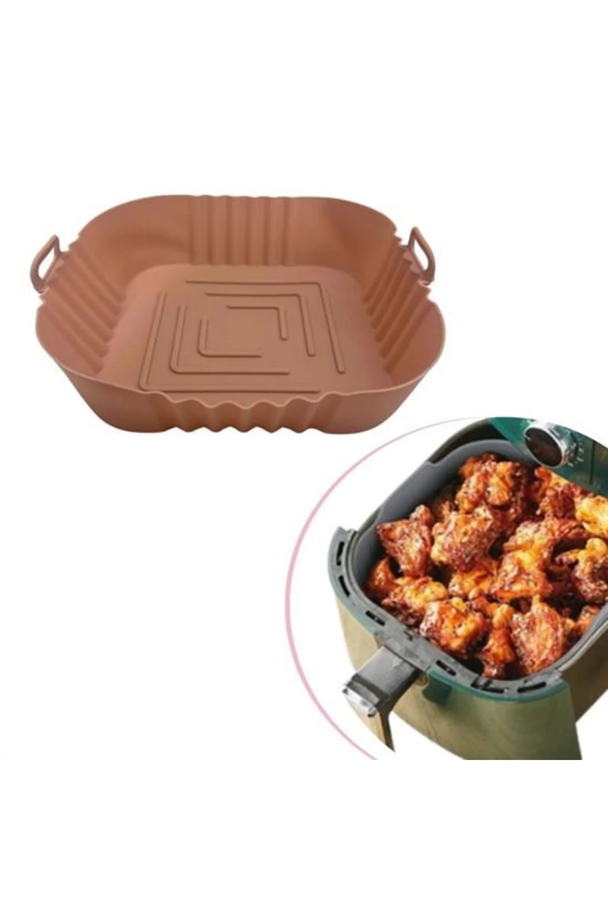 Renkli Isıya Dayanıklı Yıkanılabilir Silikon Fırın Airfryer Kare 