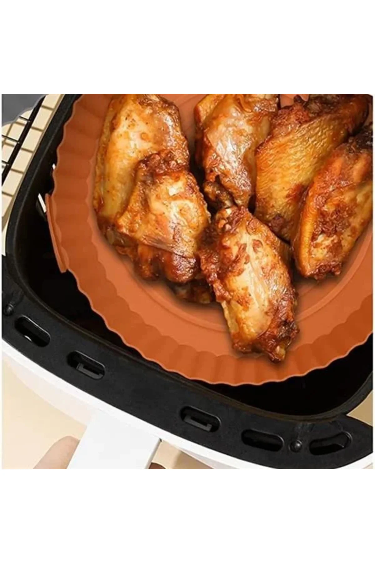 Renkli Isıya Dayanıklı Yıkanılabilir Silikon Fırın Ve Airfryer Yuvarlak Pişirme Matı 20 Cm