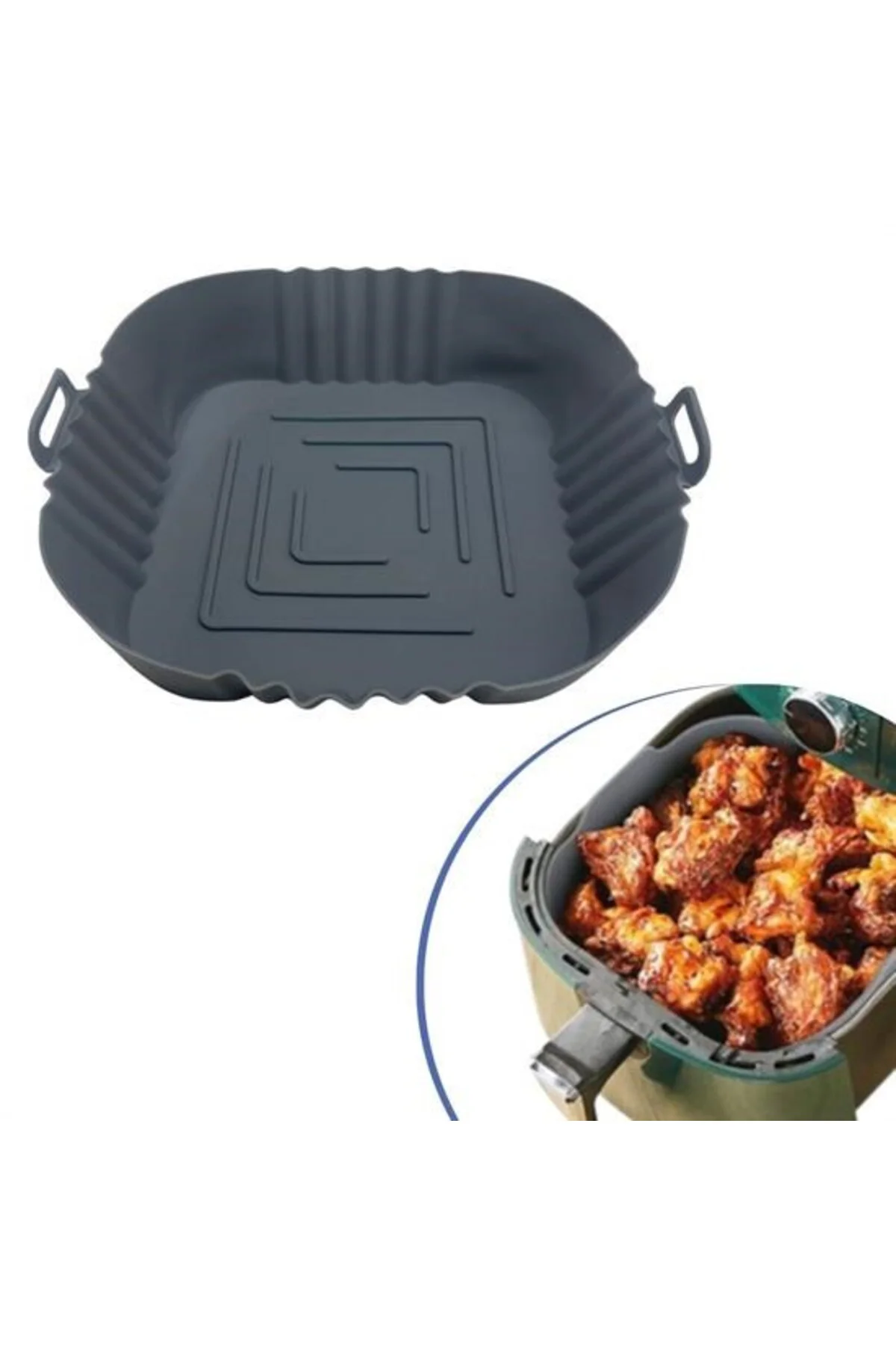 Renkli Isıya Dayanıklı Yıkanılabilir Silikon Fırın Airfryer Kare 