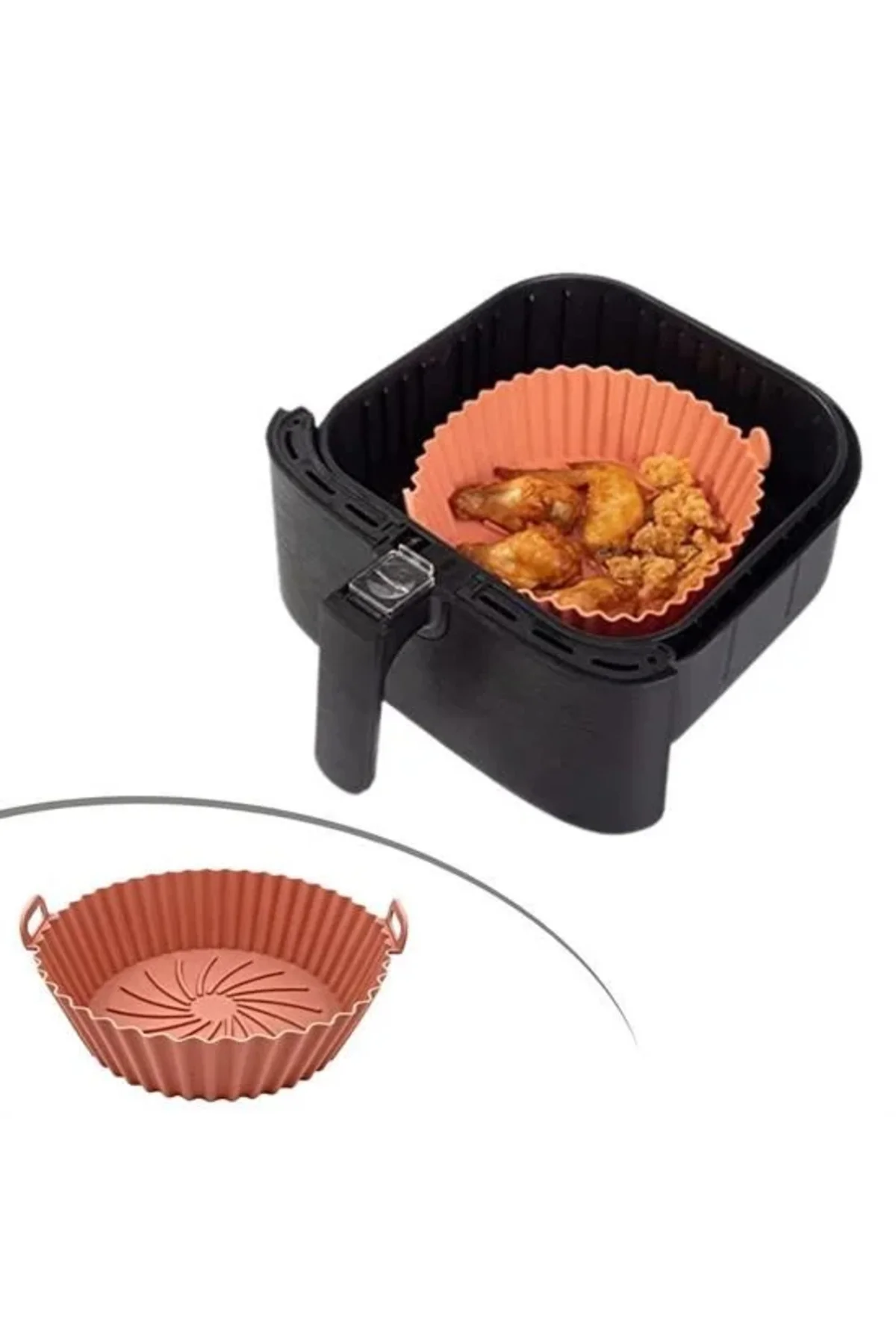 Renkli Isıya Dayanıklı Yıkanılabilir Silikon Fırın Ve Airfryer Yuvarlak Pişirme Matı 20 Cm