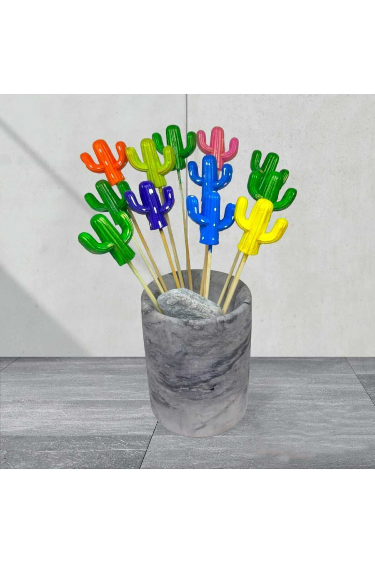 Dodemert Home Renkli Kaktüs Saksı Dibi Süsü & Teraryum Obje 7 Adet