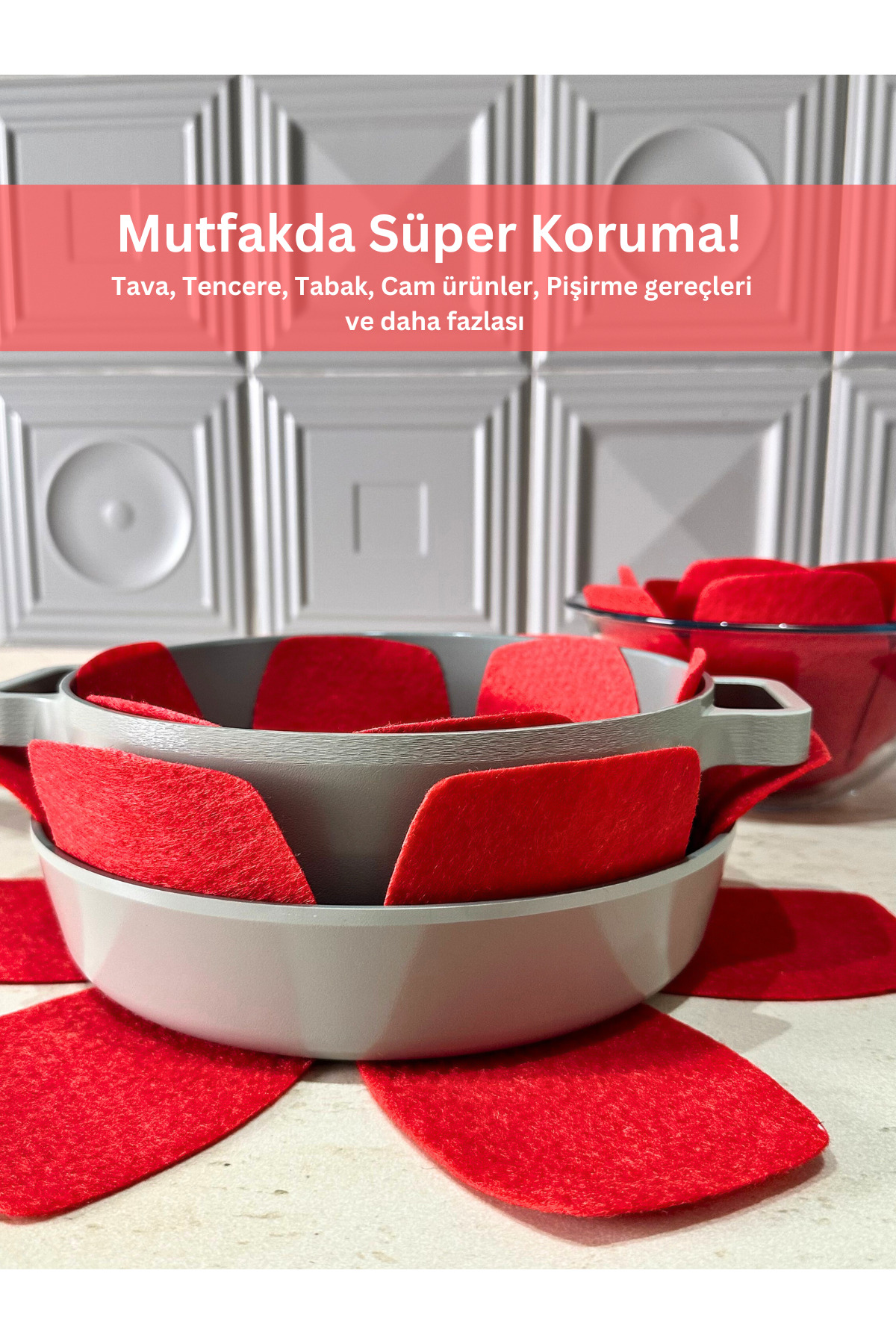 Renkli Kalın Tencere Tava Borcam Koruyucu Çizdirmez Elyaf Keçe 12