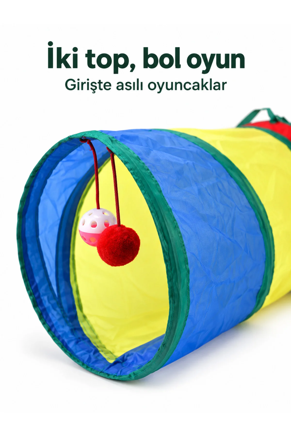 Renkli Kedi Oyun Tüneli 2 Asılı Toplu Kısa Model Saklanma ve Oyun Oyuncağı Renkli Kedi Oyun Tüneli 2 Asılı Toplu Kısa Model Saklanma ve Oyun Oyuncağı - Görsel 3