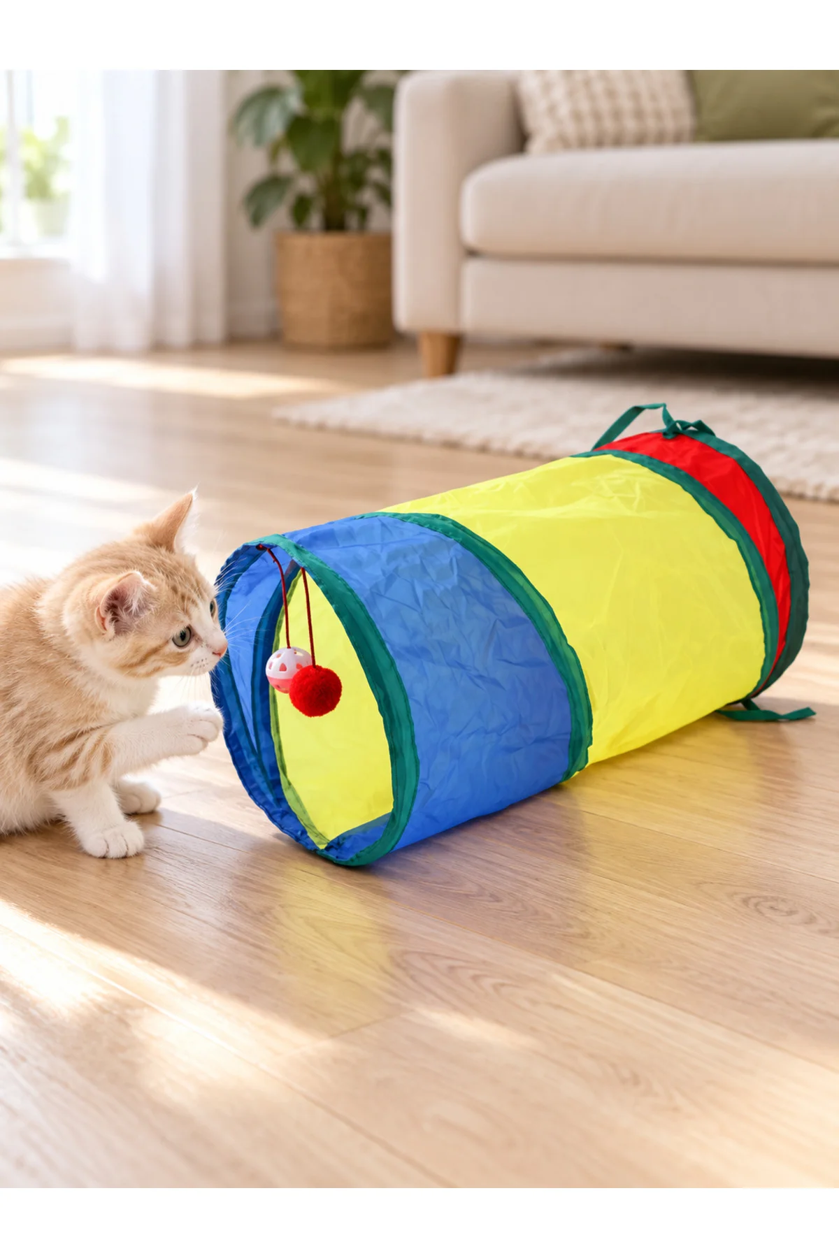 Renkli Kedi Oyun Tüneli 2 Asılı Toplu Kısa Model Saklanma ve Oyun Oyuncağı Renkli Kedi Oyun Tüneli 2 Asılı Toplu Kısa Model Saklanma ve Oyun Oyuncağı - Görsel 2