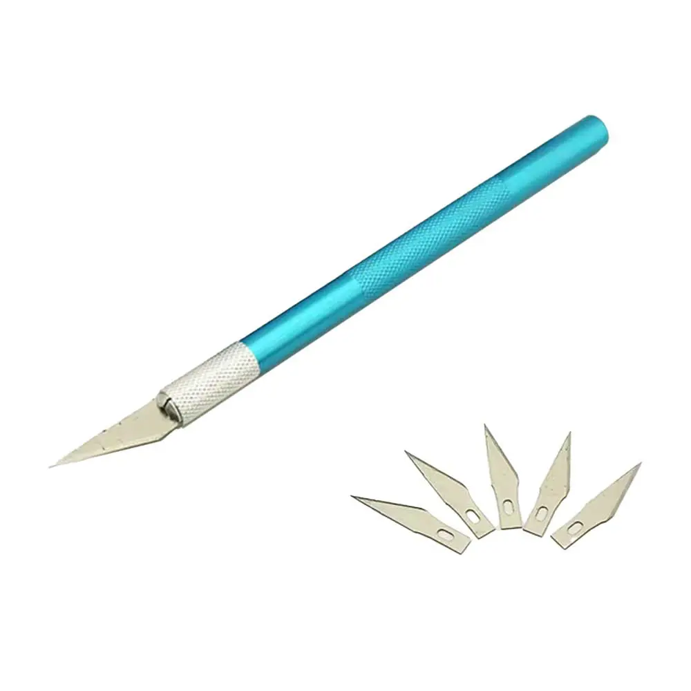 Renkli Kretuar Bıçağı Ucu Sivri Hobi Maket Bıçağı 5 Uç Yedekli - 