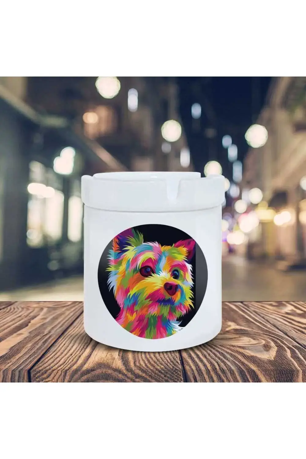 Renkli Küllük Fırça Darbeli Köpek Baskılı Kül Tablası Kl-203