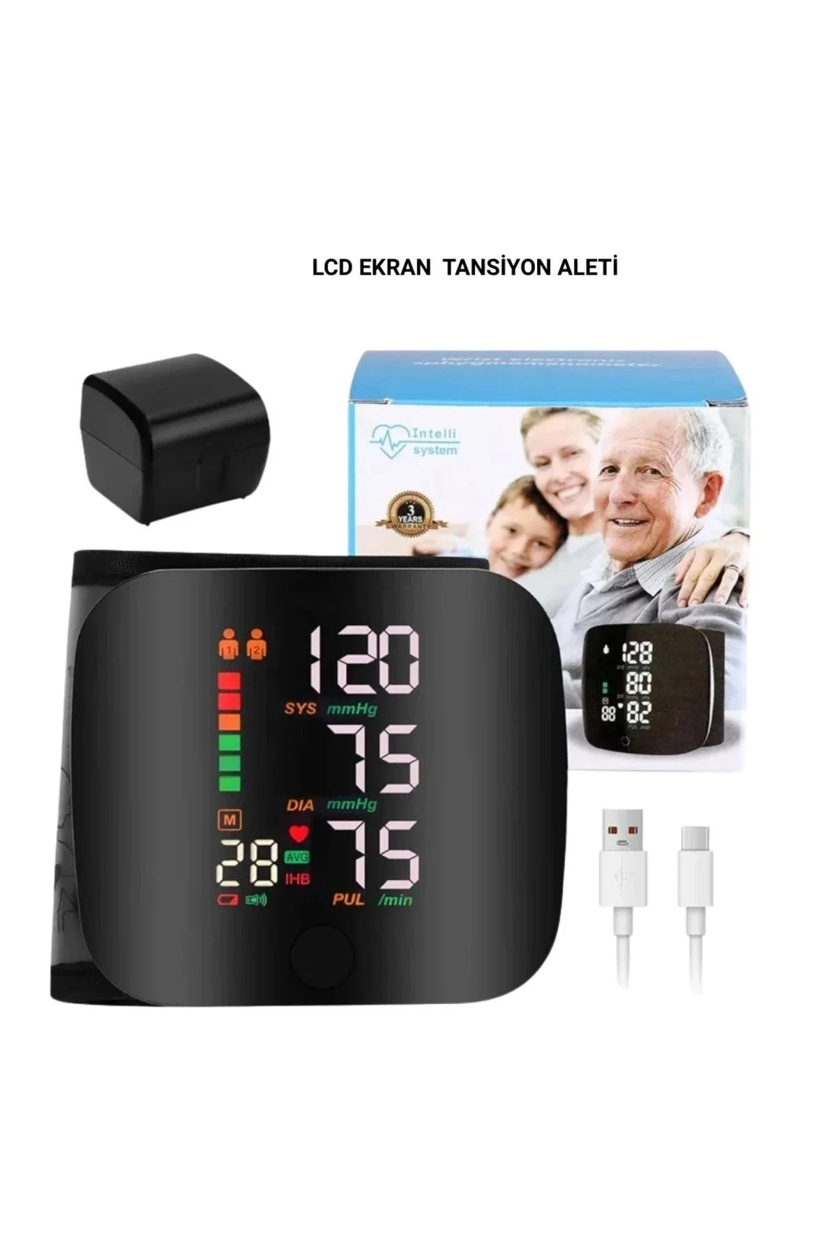 Renkli LCD Ekranlı Bilekten Tansiyon Aleti – Taşınabilir ve Kolay