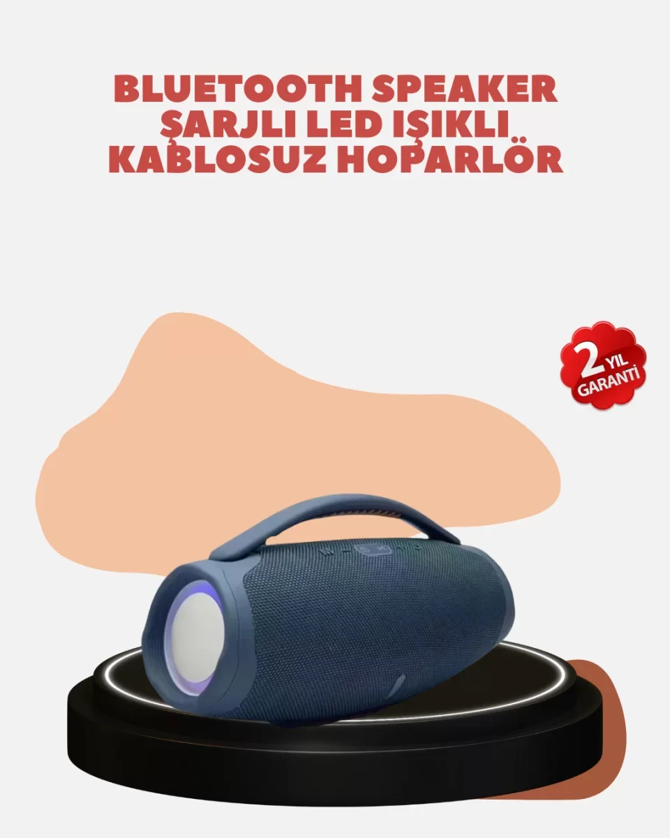Renkli LED Efektli Suya Dayanıklı Taşınabilir Kablosuz Hoparlör - Lisinya