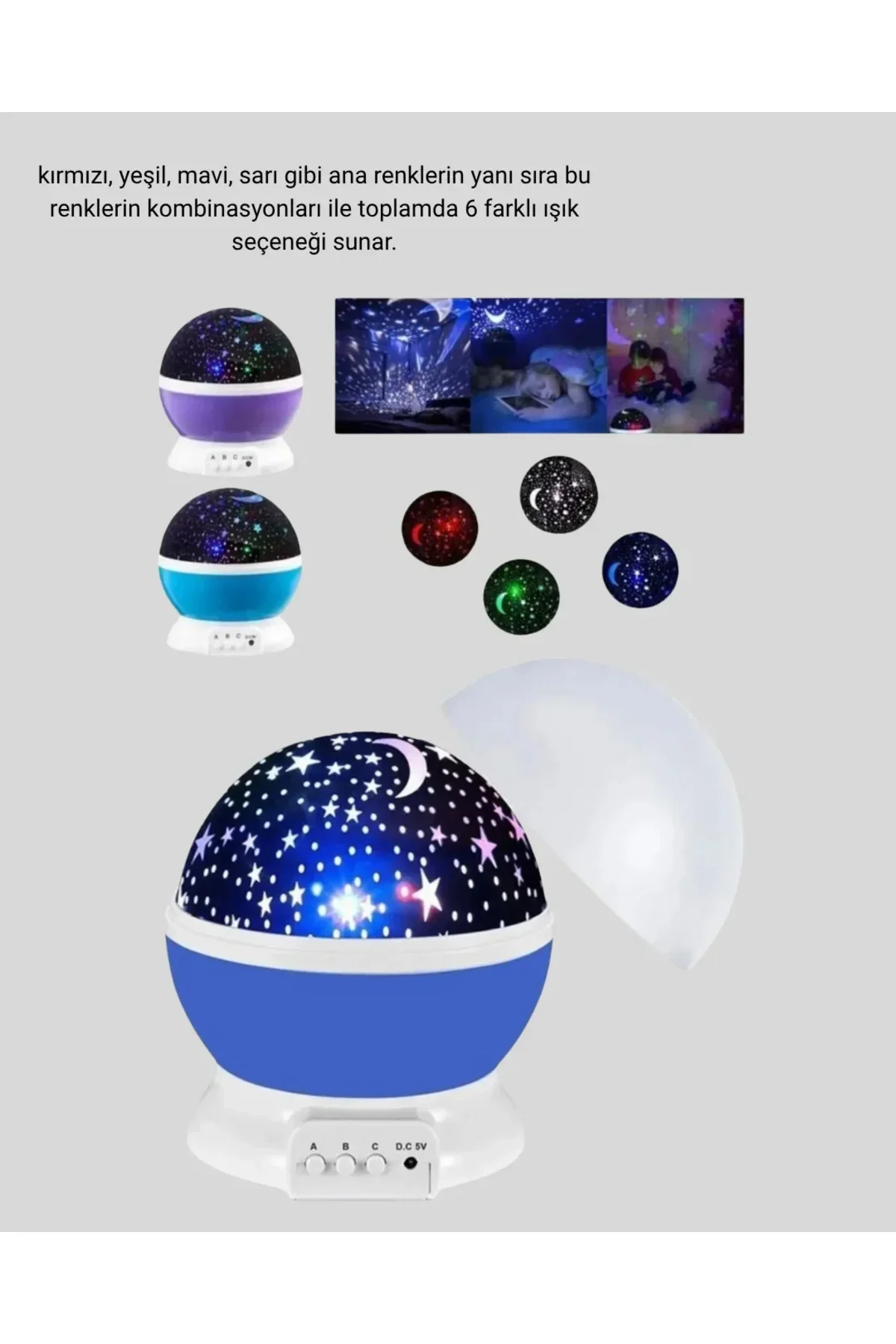 Renkli LED Gece Lambası 6 Işık Modlu Çocuk Odası Atmosfer Aydınlatma Renkli LED Gece Lambası 6 Işık Modlu Çocuk Odası Atmosfer Aydınlatma