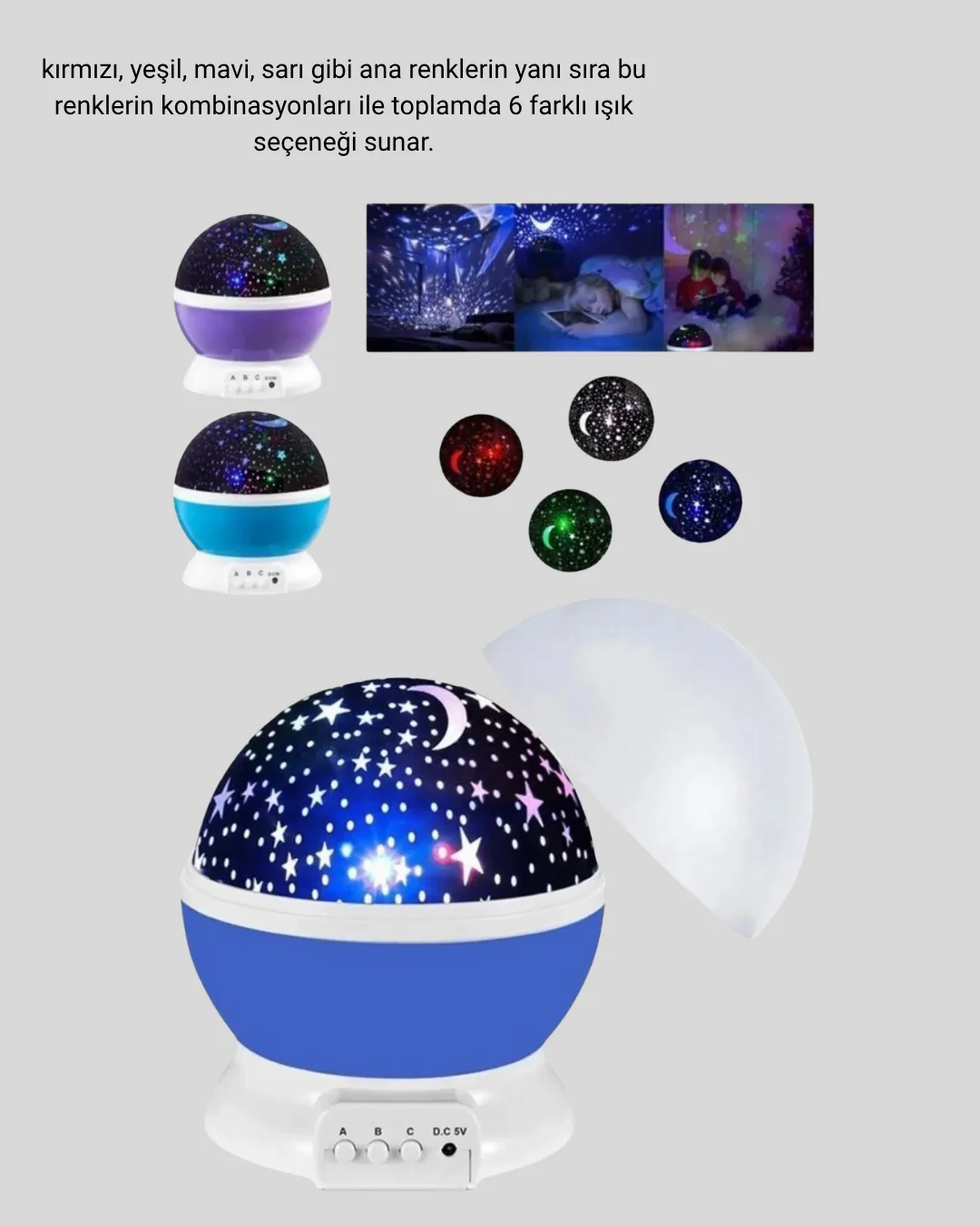Renkli LED Gece Lambası 6 Işık Modlu Çocuk Odası Atmosfer Aydınlatma Renkli LED Gece Lambası 6 Işık Modlu Çocuk Odası Atmosfer Aydınlatma