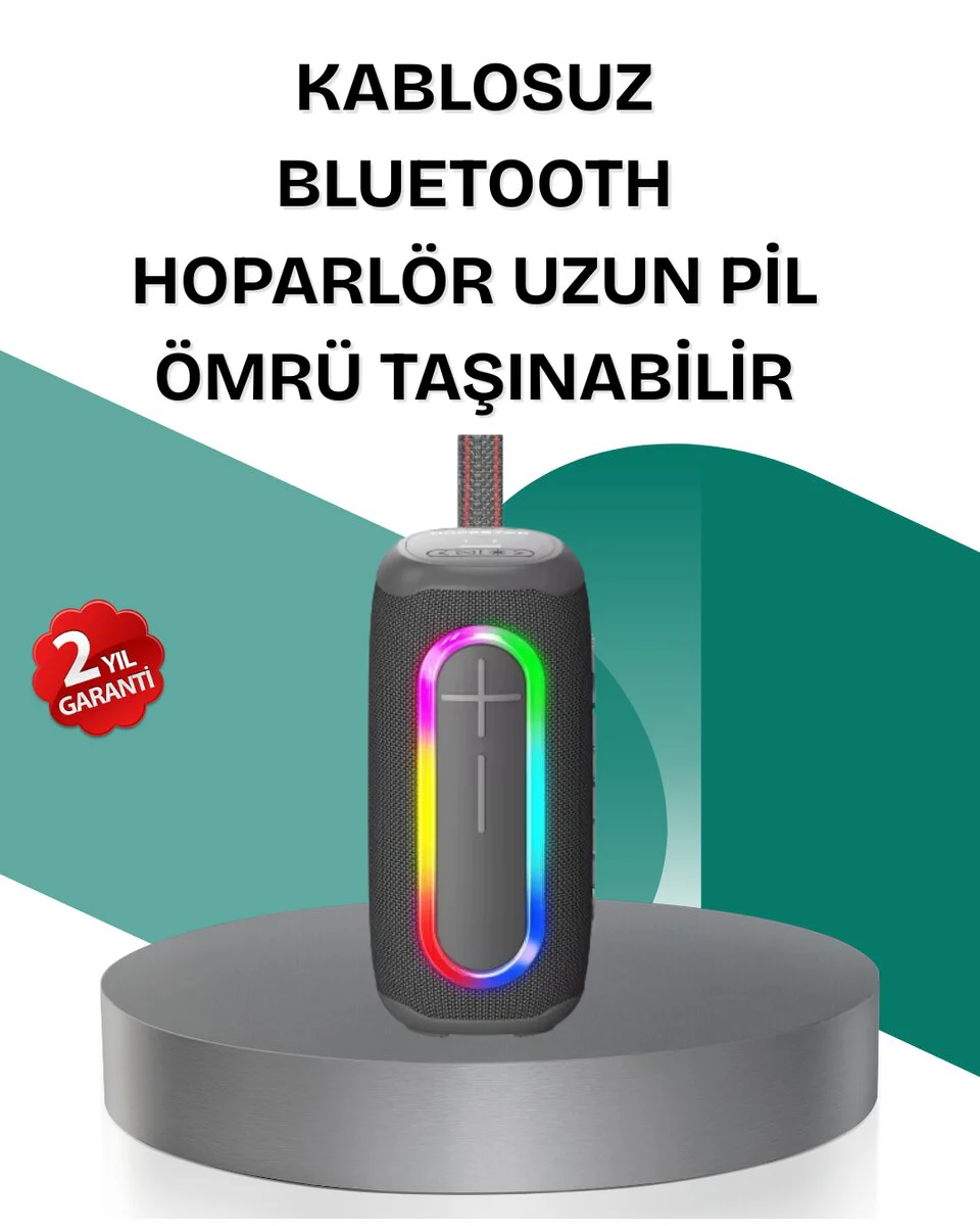 Renkli LED Işıklı Kablosuz Hoparlör - IP67 Su Geçirmez Bluetooth 5.1 Hoparlör