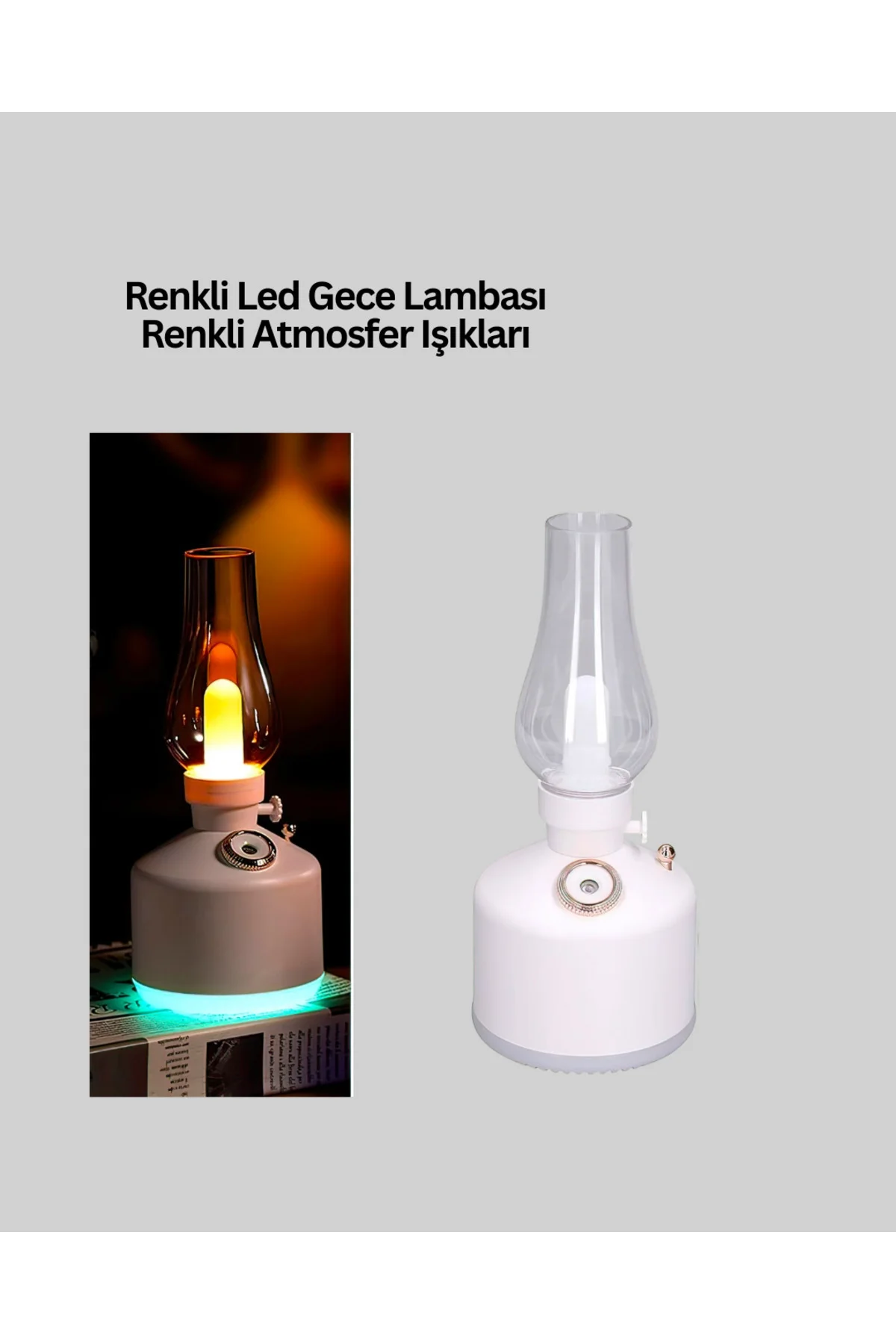 Renkli Led Işıklı Retro Gaz Lambası Aroma Terapi Mist Maker