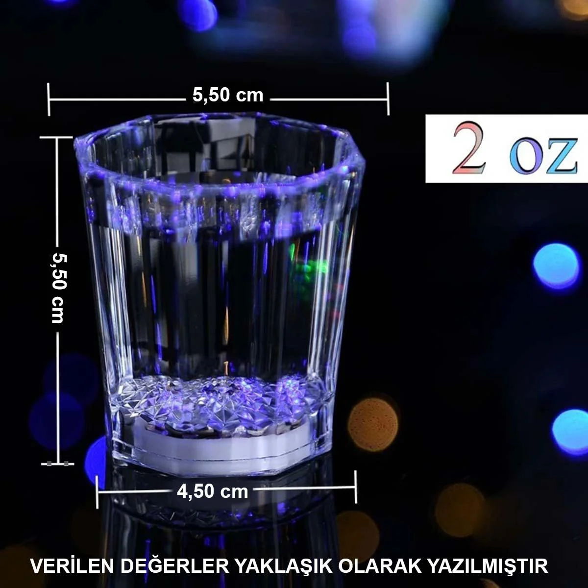 Renkli LED Parlayan Fiber Optik Işıklı Bardak - Parti ve Düğün İçin Glow Bardak 5,5x5,5 Cm Fiyatı, Yorumları ve Özellikleri