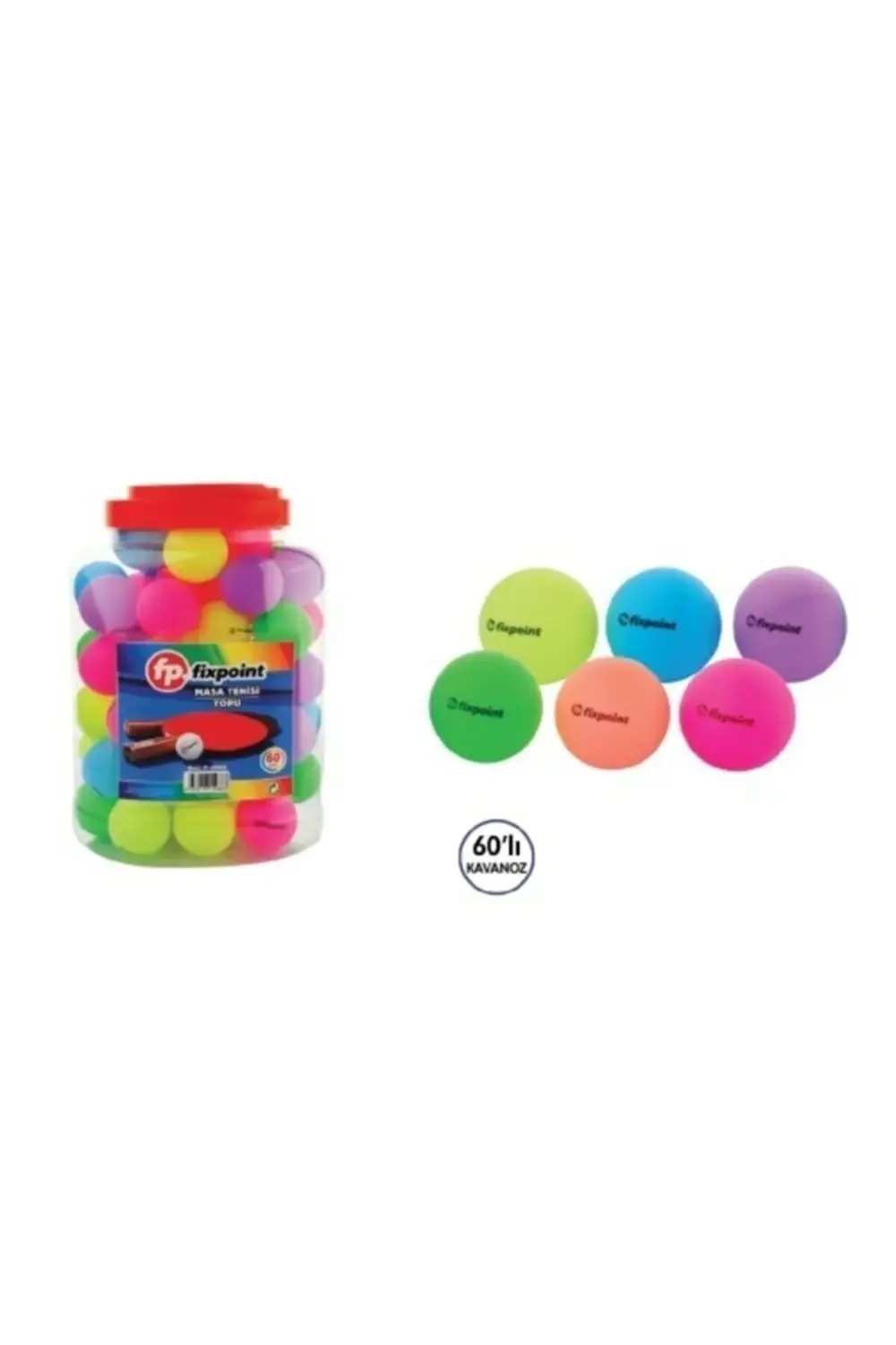Renkli Masa Tenisi Topu 60'lı Paket P-2883