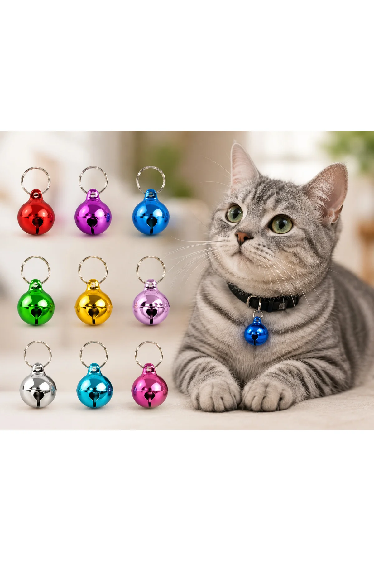Renkli Metal Kedi ve Köpek Tasma Çanı – Tasma Aksesuarı 1 Adet - 