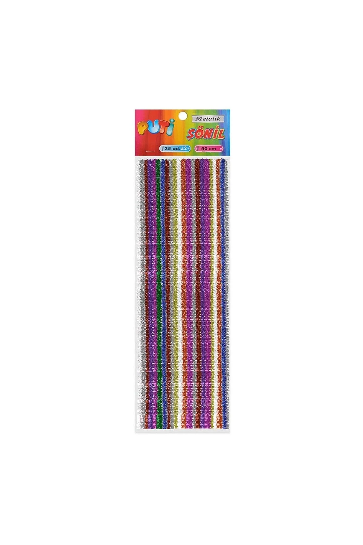 Renkli Metalik Şönil 50 Cm 25 Li Paket (KOD : 4438)