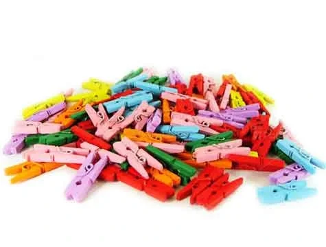 Renkli Mini Ahşap Mandal (100 Adet) Renkli Mini Ahşap Mandal (100 Adet)