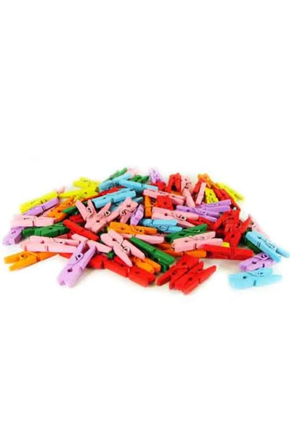 Renkli Mini Ahşap Mandal (100 Adet) Renkli Mini Ahşap Mandal (100 Adet)