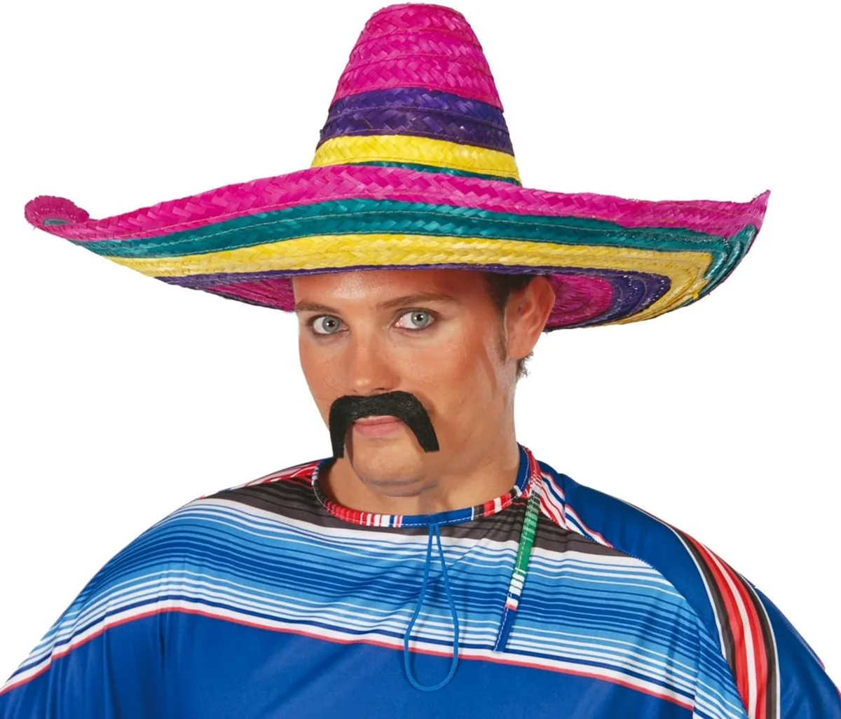 Renkli Örme Hasır Meksika Şapkası Yetişkin Boy