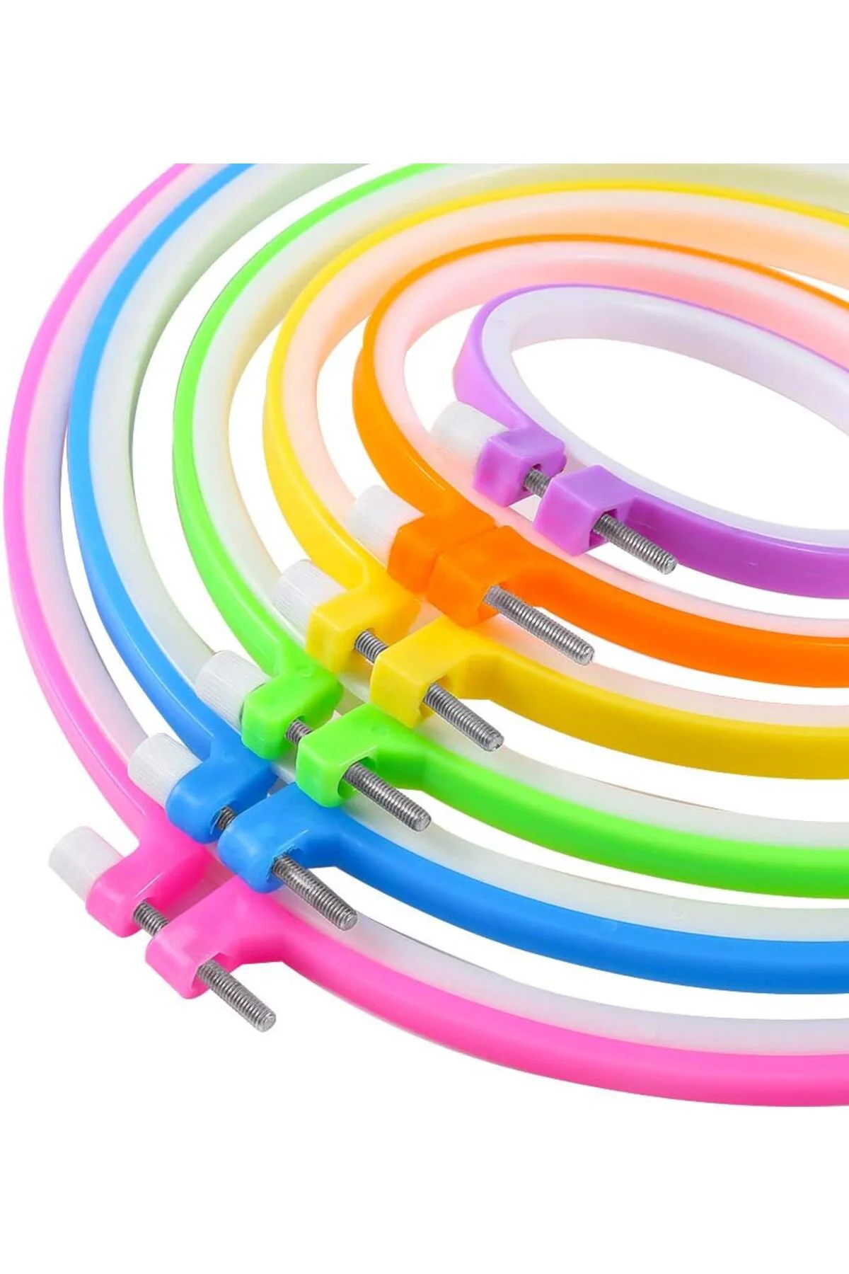 Renkli Plastik Nakış Kasnak Seti – 6 Boy Kasnak