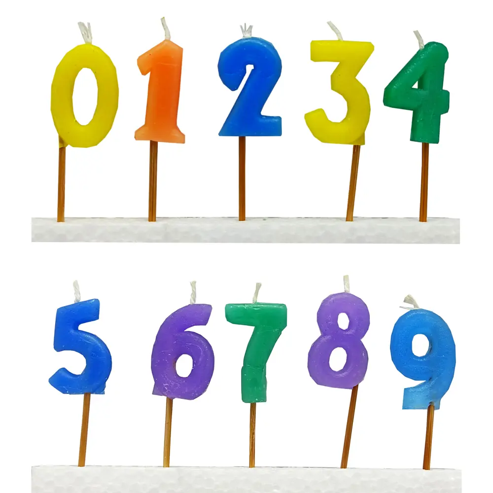 Renkli Rakamlı Pasta Mumu  Tüm Sayılar (3x2 cm) - Doğum Günü Süsü