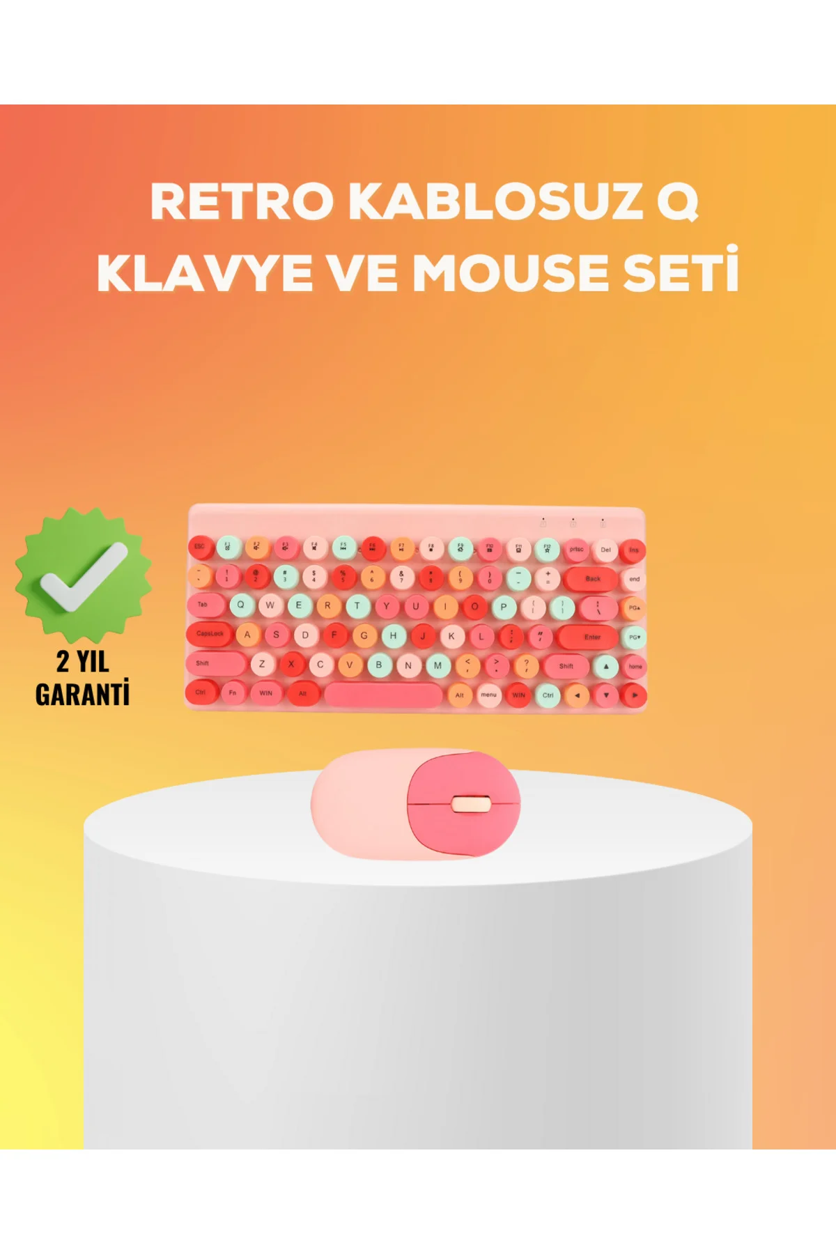 Renkli Retro Tuş Takımlı Klavye – 3 Cihaz Bağlantısı, Medya Kısay