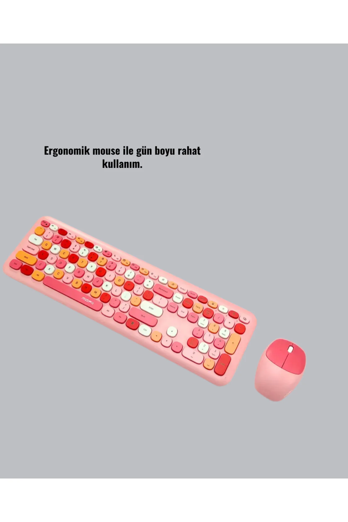 Renkli Retro Tuş Takımlı Klavye – 3 Cihaz Bağlantısı, Medya Kısay