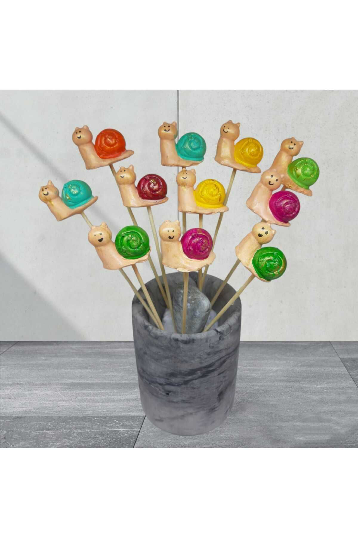 Dodemert Home Renkli Salyangoz Saksı Dibi Süsleri & Teraryum Obje 7 Adet