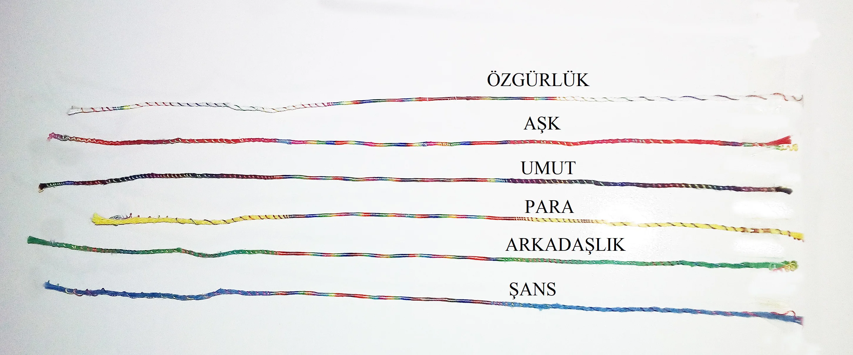 Renkli Şans Bileklikleri - 1 Kartela - ( 65 Adet )