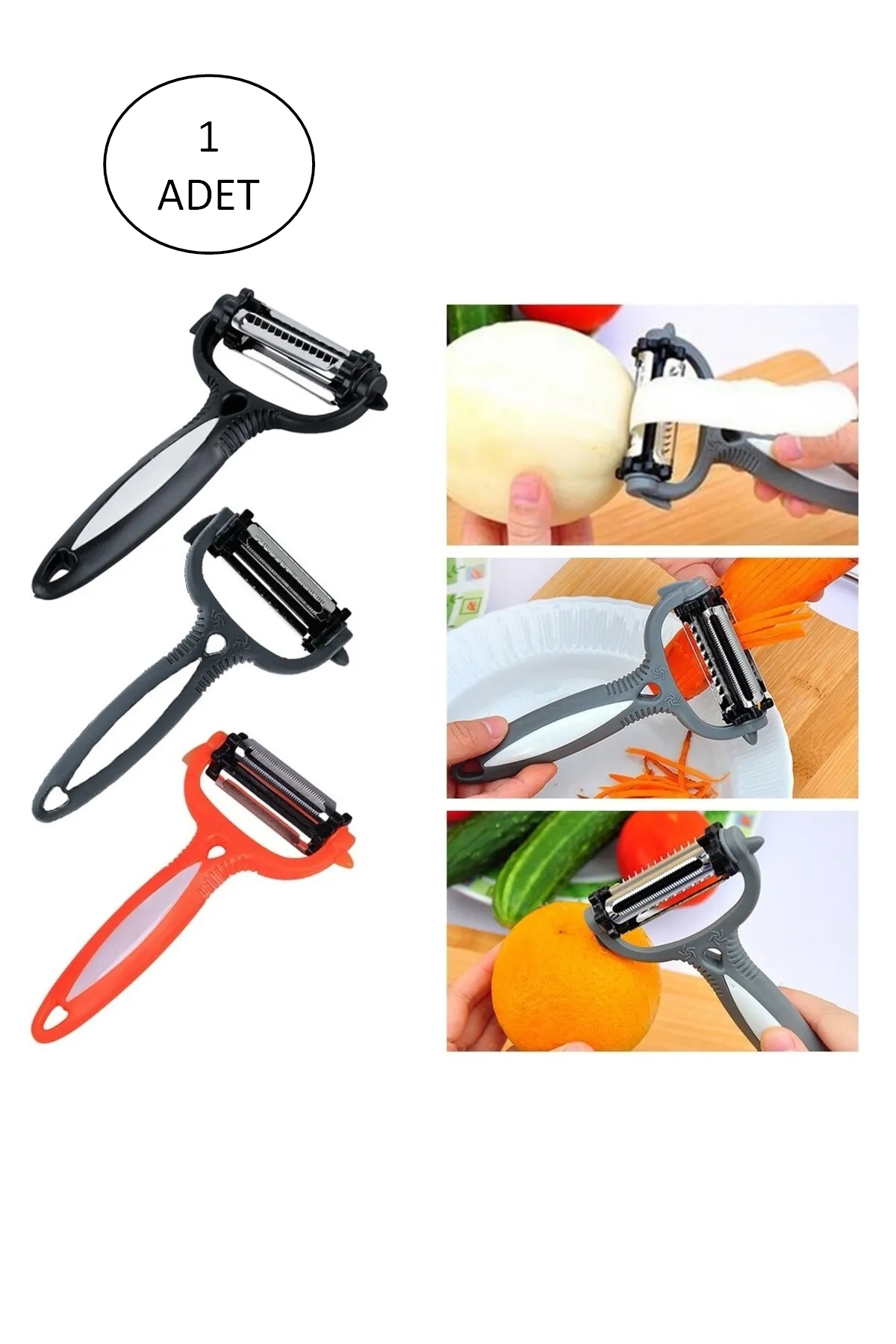 Just Cheap Store Renkli Sapli 3 Başli Çelik Soyacak - Soyucu