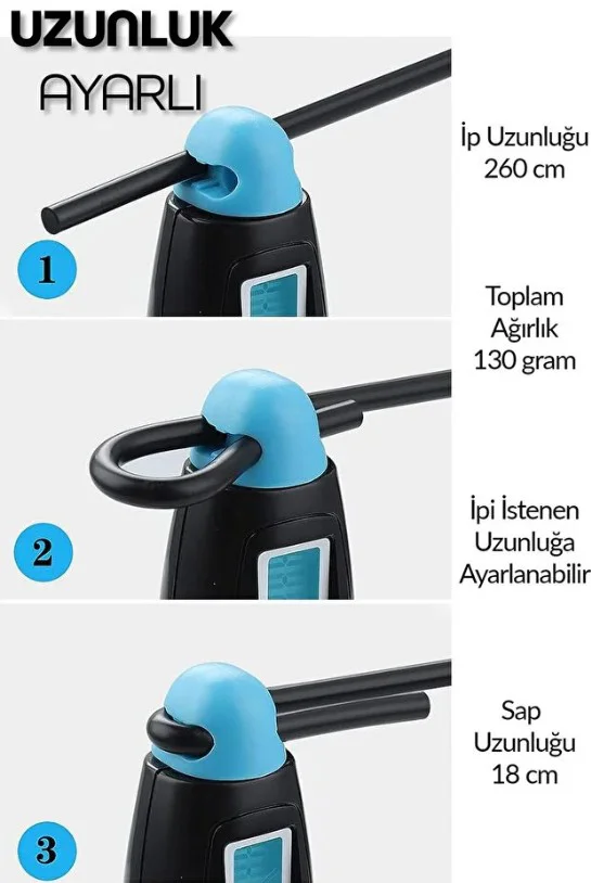 Renkli Sayaçlı Atlama ipi Ayarlanabilir Kondisyon Spor Fitness Eg