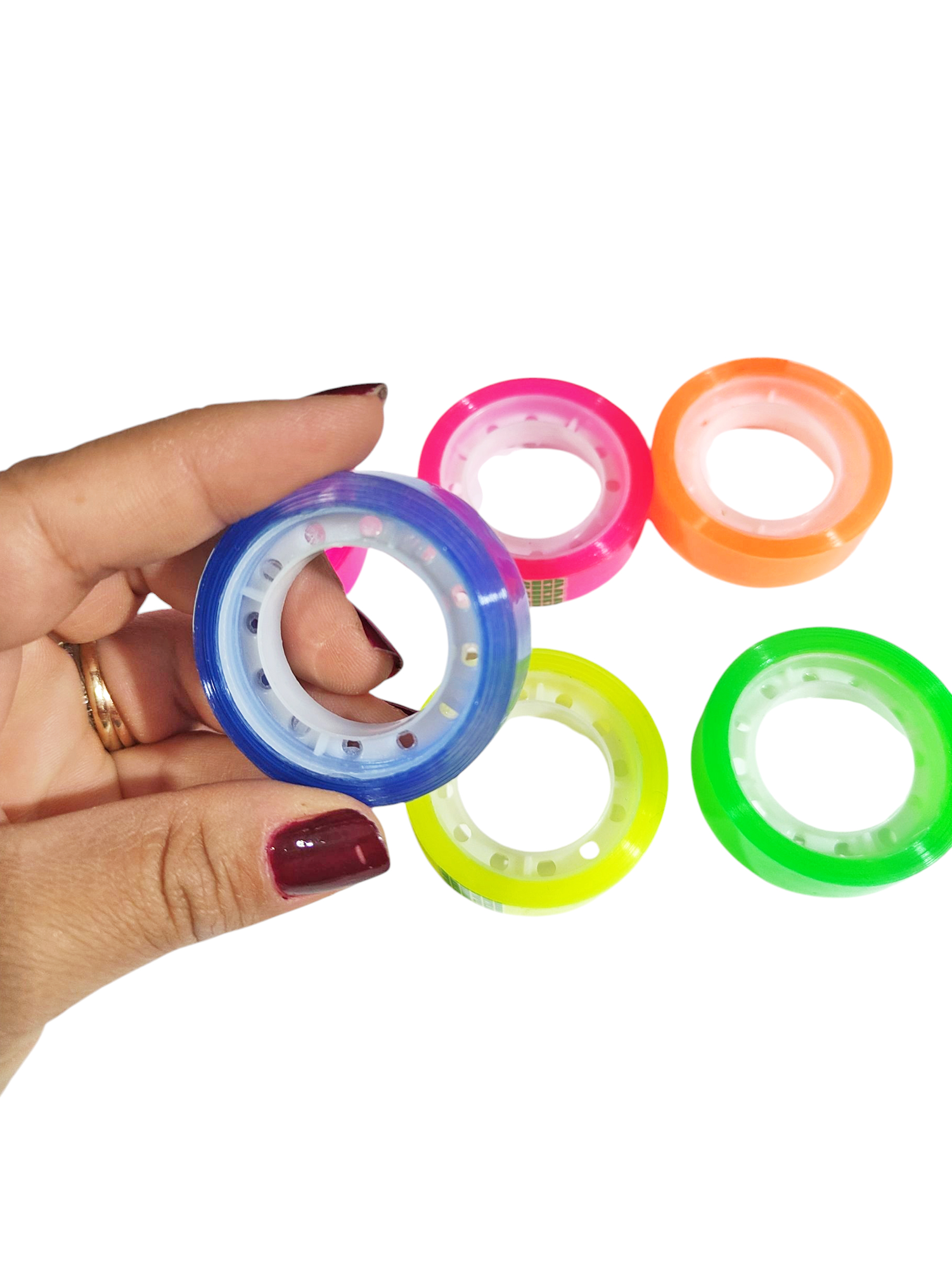 Limmy Renkli Şeffaf Para Bandı Şeffaf Rengarenk Selobant Bant - 6 Adet