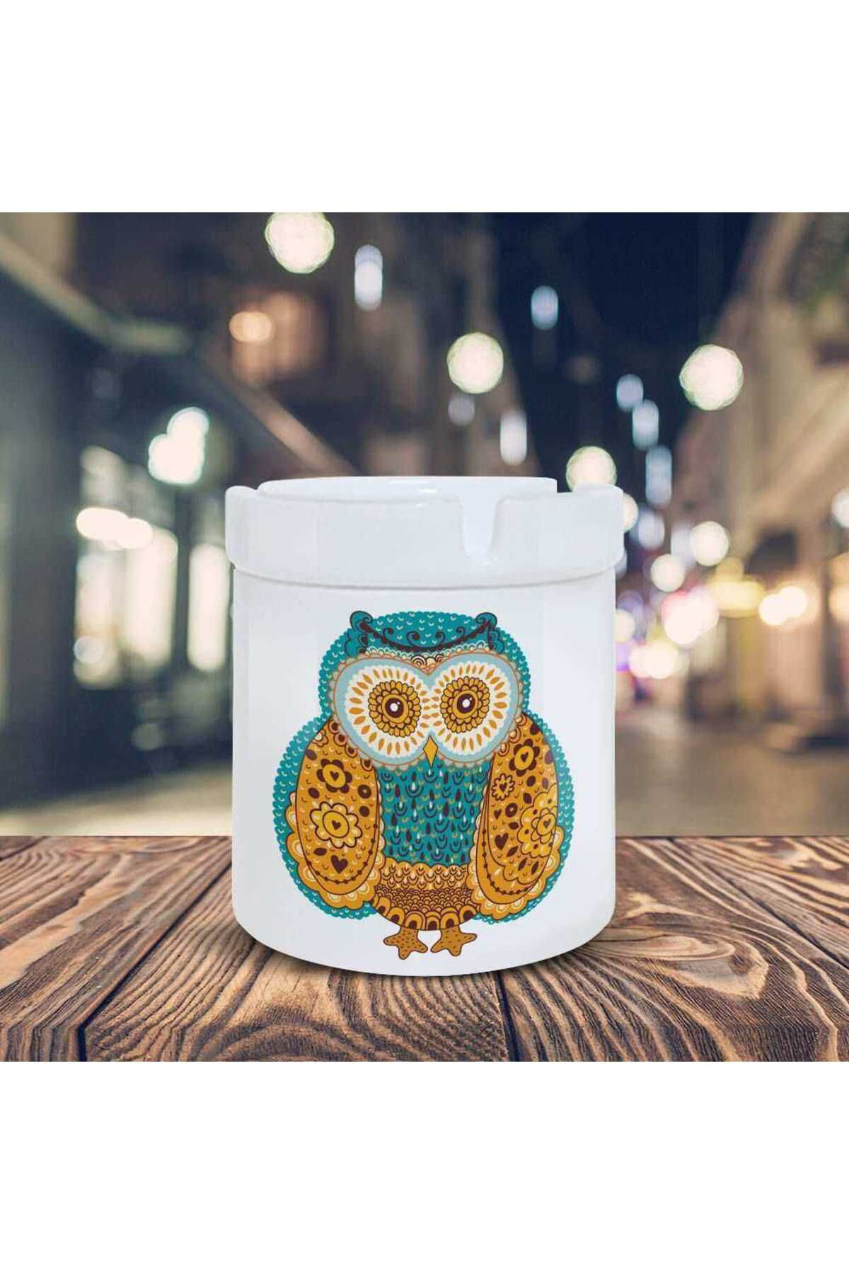 Asilmeydan Renkli Sevimli Baykuş Baskılı Küllük Kül Tablası -9001456