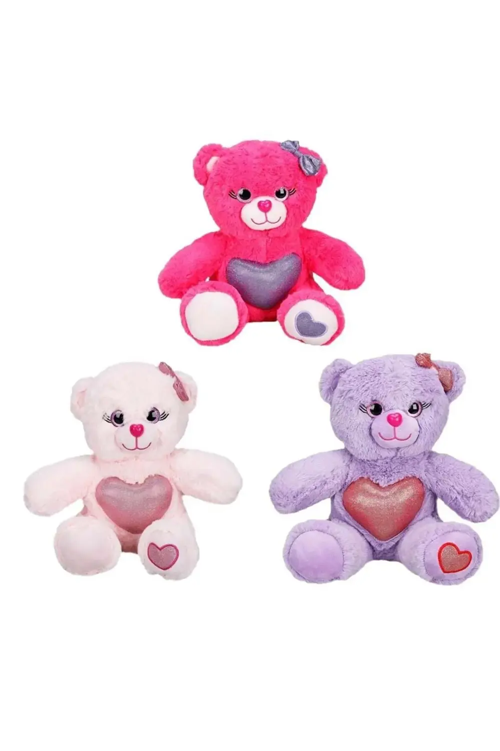 Renkli Sevimli Peluş Ayıcık 26 cm-1 Adet Stokta Olan Gönderilir