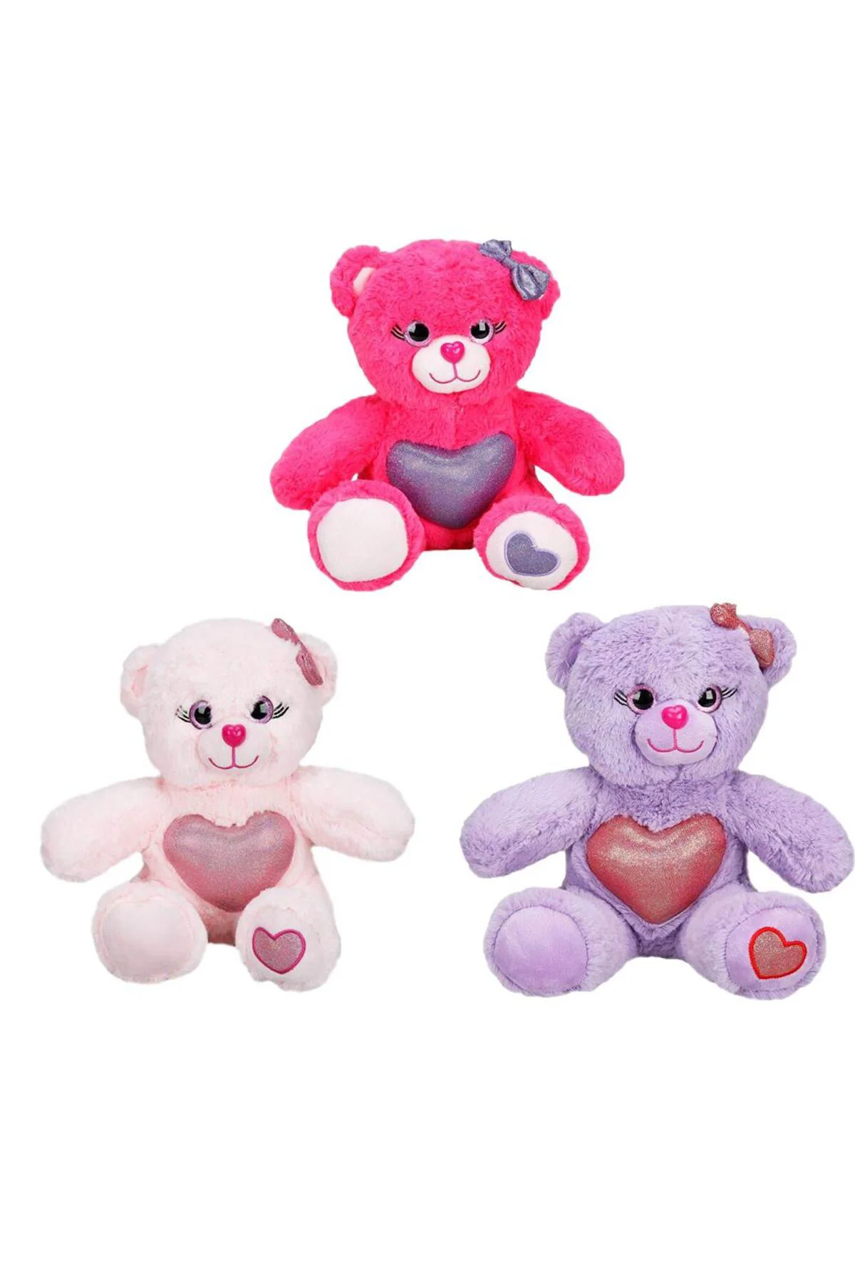 Renkli Sevimli Peluş Ayıcık 26 cm. 1 Adet Fiyatıdır