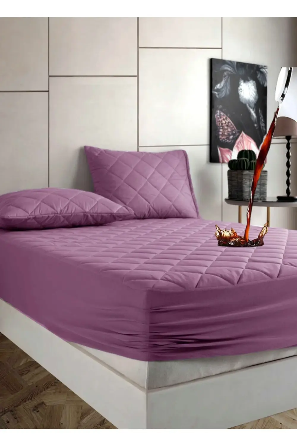 Renkli Sıvı Geçirmez Kapitone Pamuk Lastikli Çarşaf Takımı