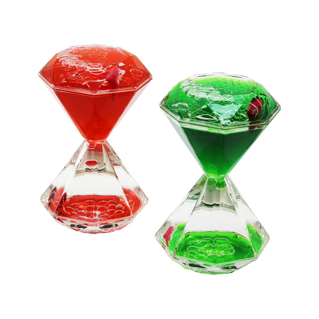 Just Cheap Store Renkli Sulu   Elmas Şekil  Kum Saati  Mika Kristal Plastik   2Pcs