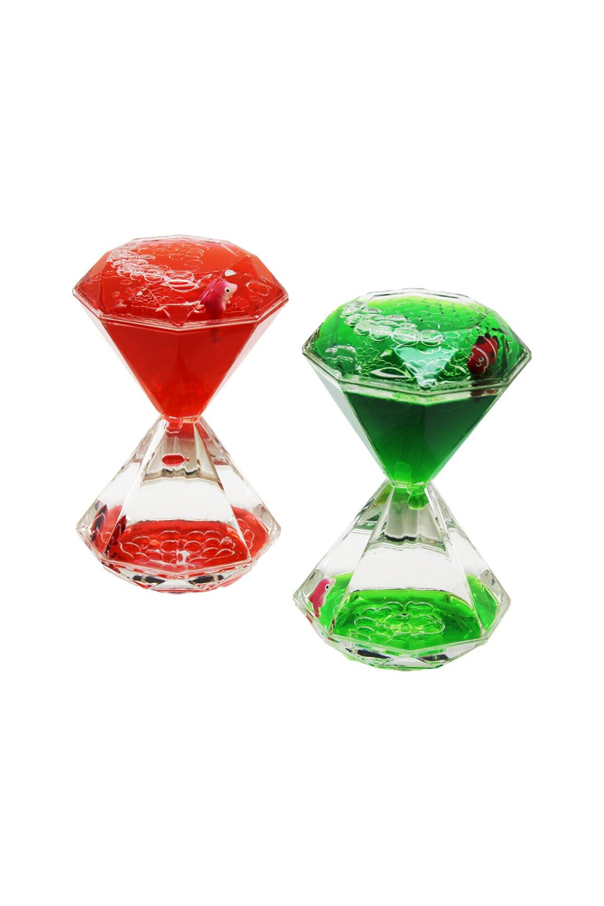 Ok Aksesuar Renkli Sulu Elmas Şekil Kum Saati Mika Kristal Plastik 2Pcs Balik