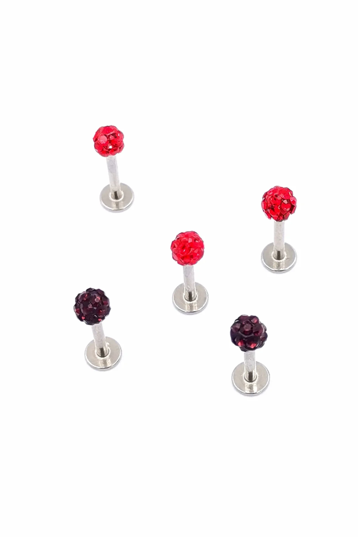 Renkli Taşlı Çelik 5 Adet Kaş Tragus Piercing