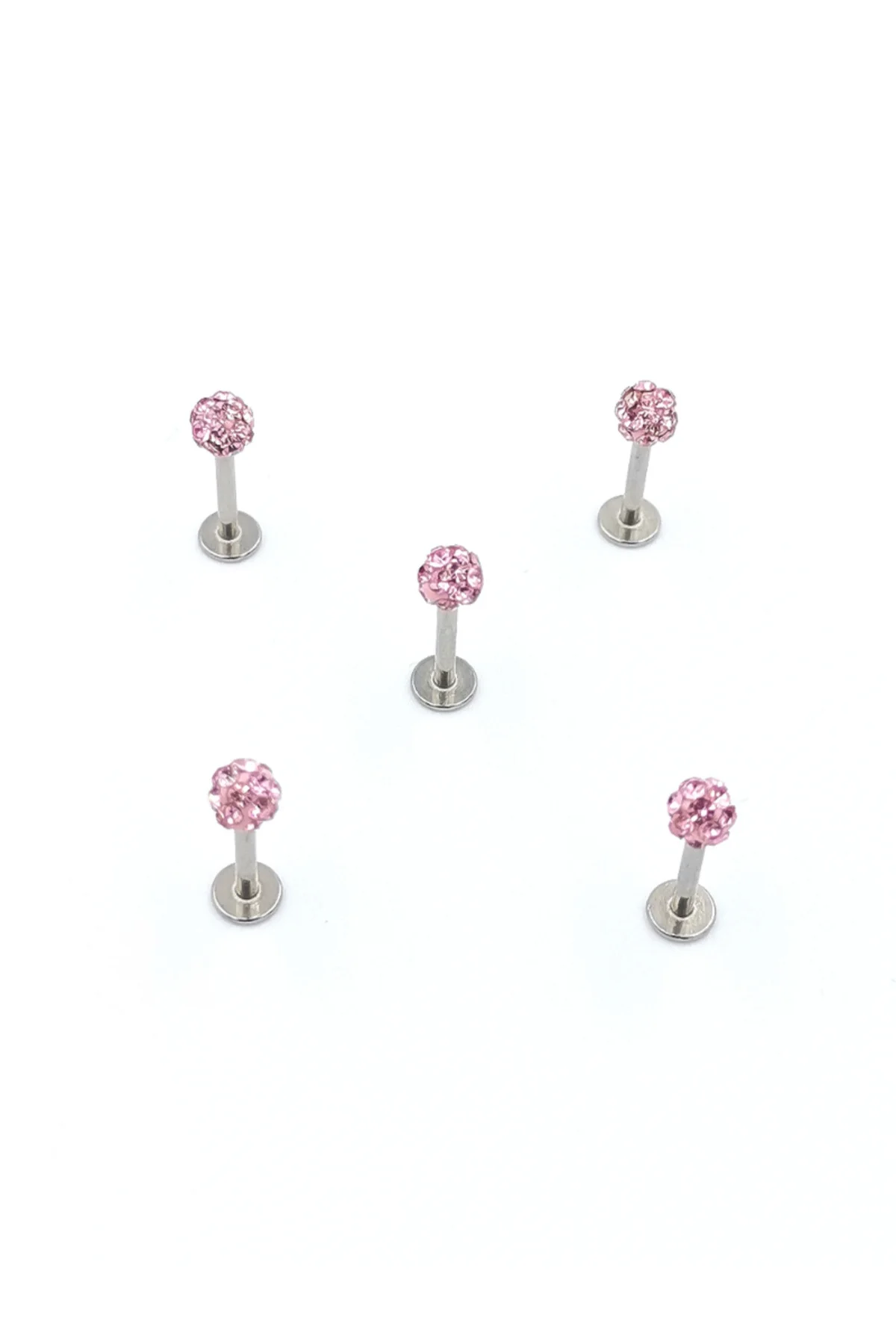 Renkli Taşlı Çelik 5 Adet Kaş Tragus Piercing