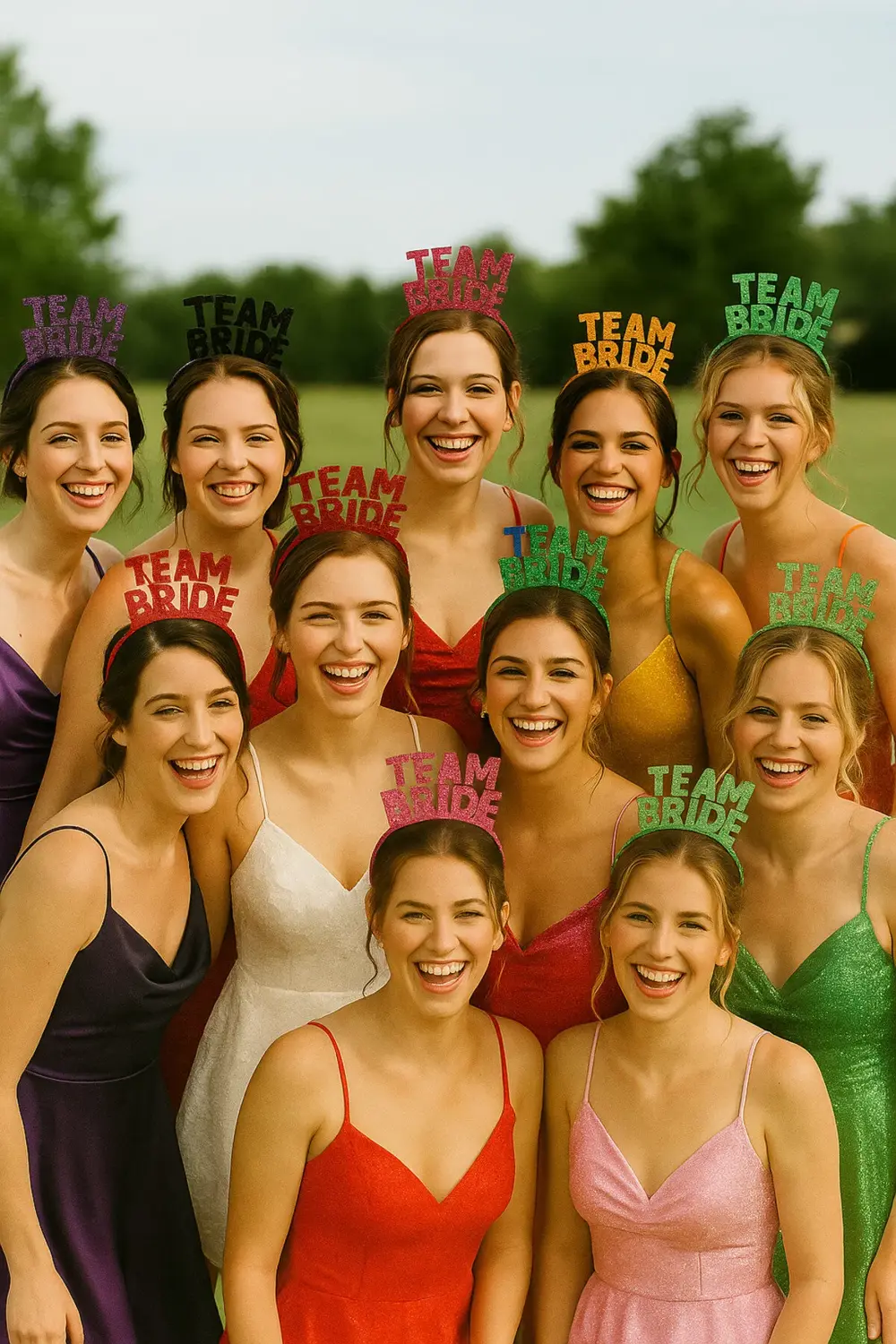 Renkli Team Bride Taç 10'lu Set - Bekarlığa Veda, Kına ve Gelin P