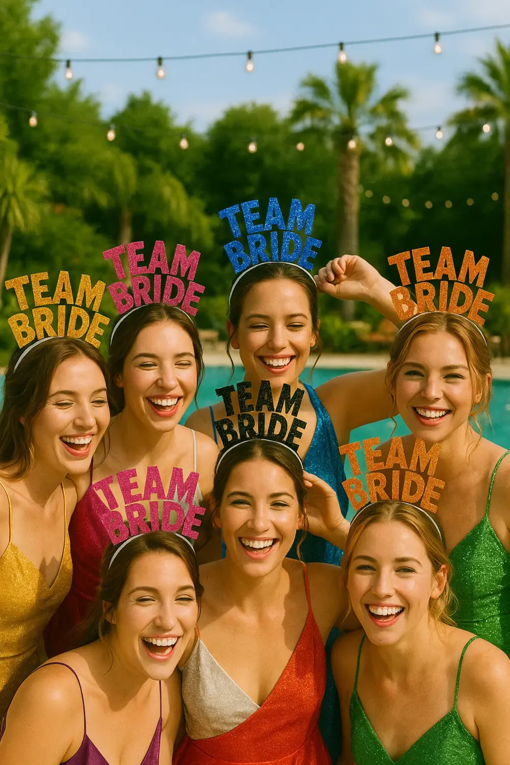 Renkli Team Bride Taç 10'lu Set - Bekarlığa Veda, Kına ve Gelin P