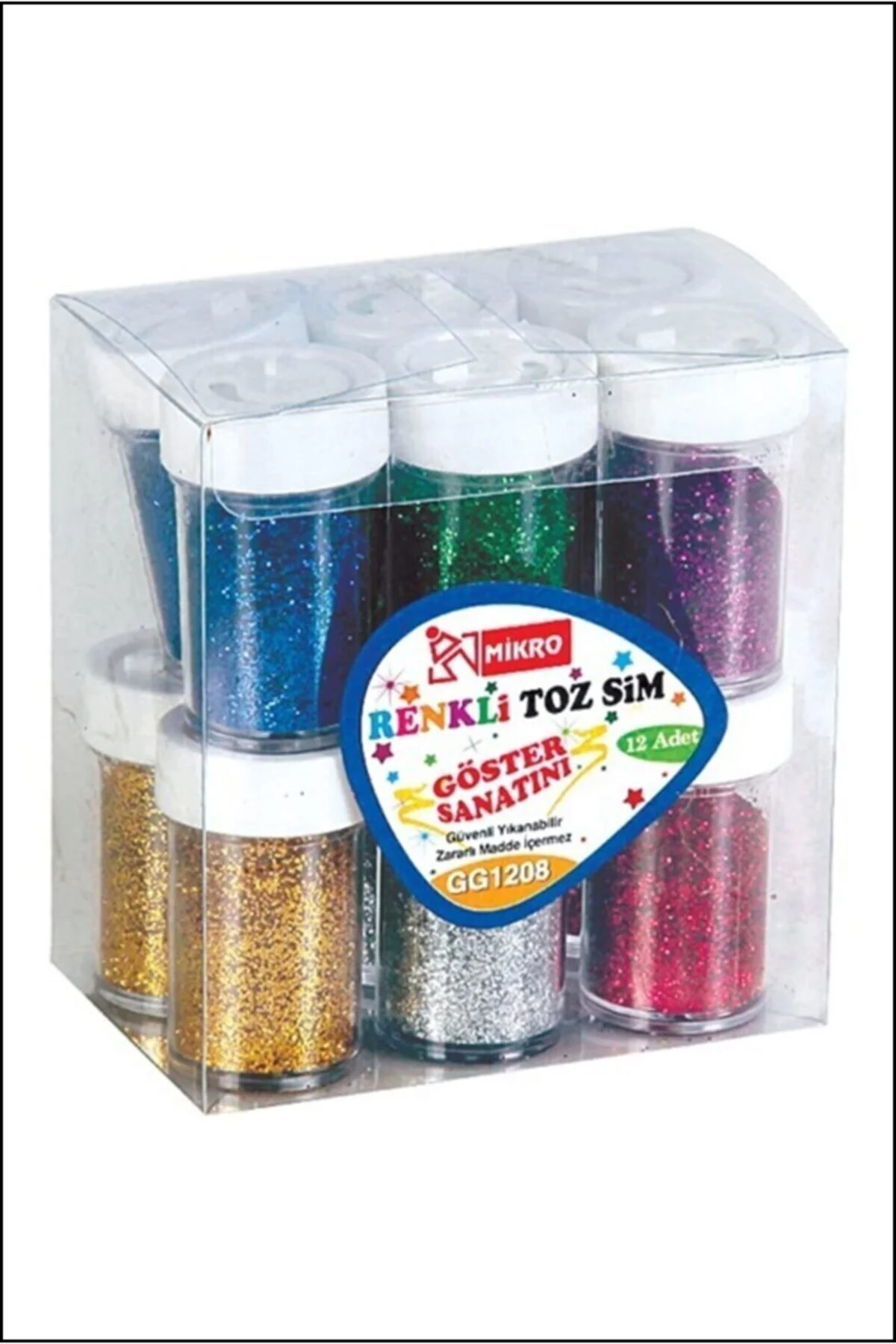 Renkli Toz Sim Tuzluklu 12'li Karışık Renk Paket