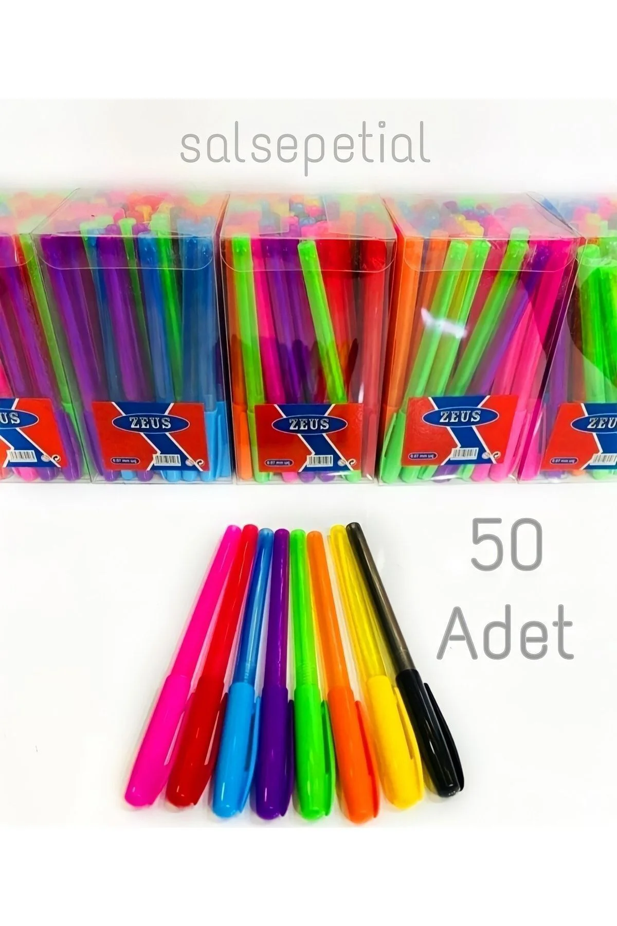 Renkli Tükenmez Kalem 50 Adet
