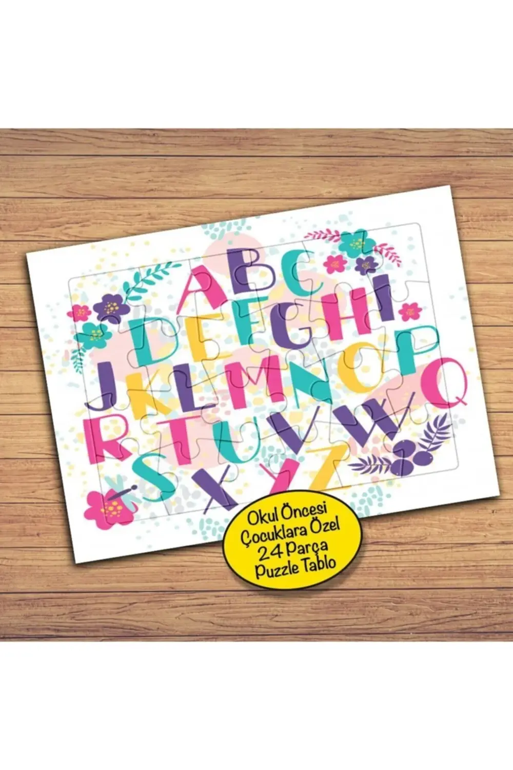 Renkli Türk Harf Alfabesi 24 Parça Çocuklara Özel Yapboz Tablo-19