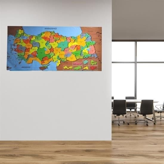 Renkli Türkiye Haritası Manyetik Yapıştırıcı Gerektirmeyen Duvar