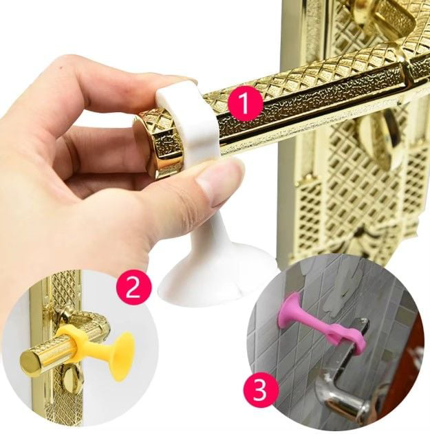 Renkli Vantuzlu Geçmeli Kapı Kolu Stoper 4lü Set